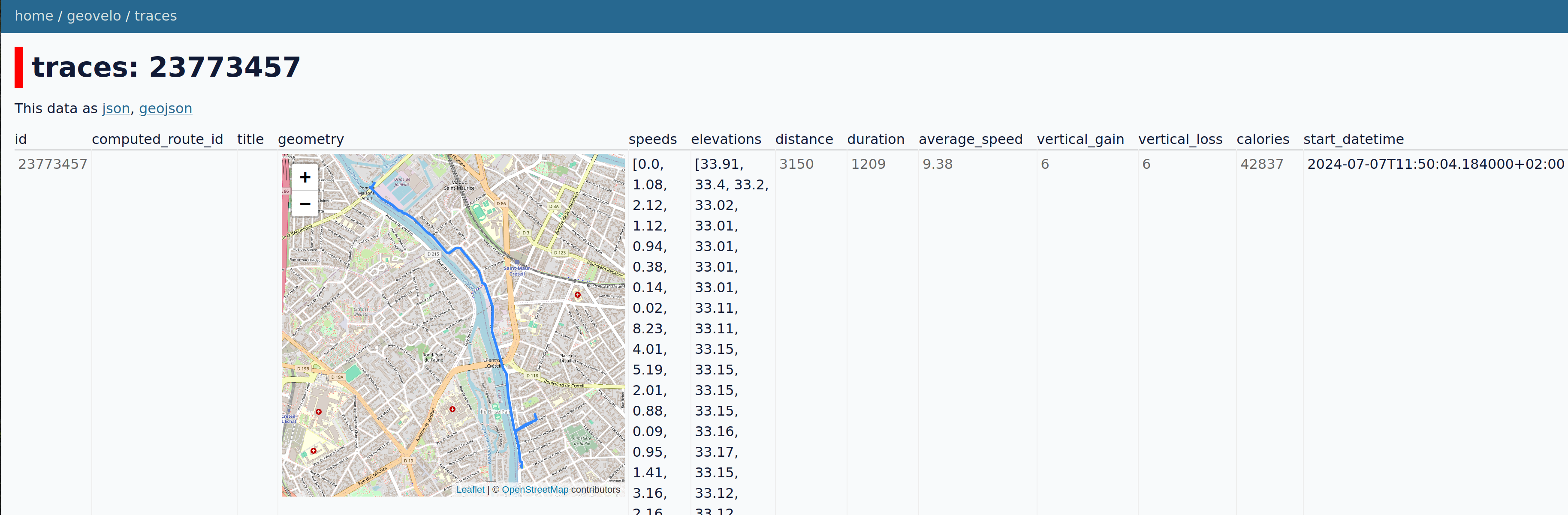 interface utilisateur de Datasette